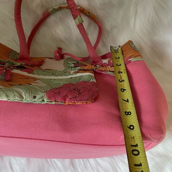 NWOT Caribbean Joe hot pink canvas with tropical prints beach tote . - Picture 9 of 13